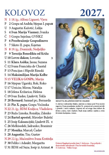 Hrvatski katolički kalendar za 2025. godinu